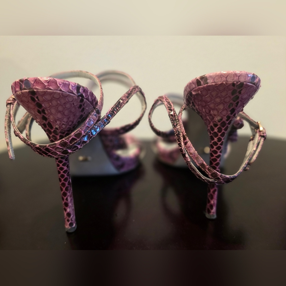 SALE Sergio Rossi Snake Print Sandal Heels - Picture 11 of 13